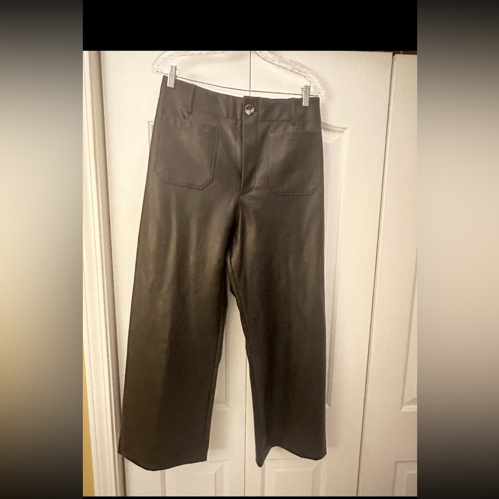 The Collette wide leg faux leather cropped pants